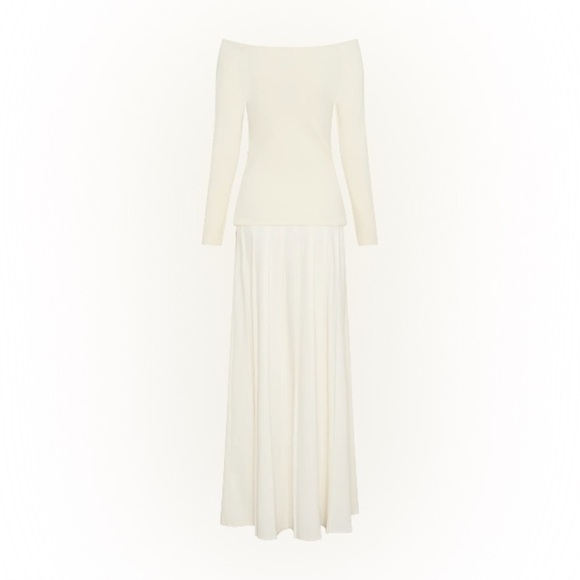 Meshki Presley Off-Shoulder Knit Maxi Dress in Ivory — XL - Picture 11 of 15